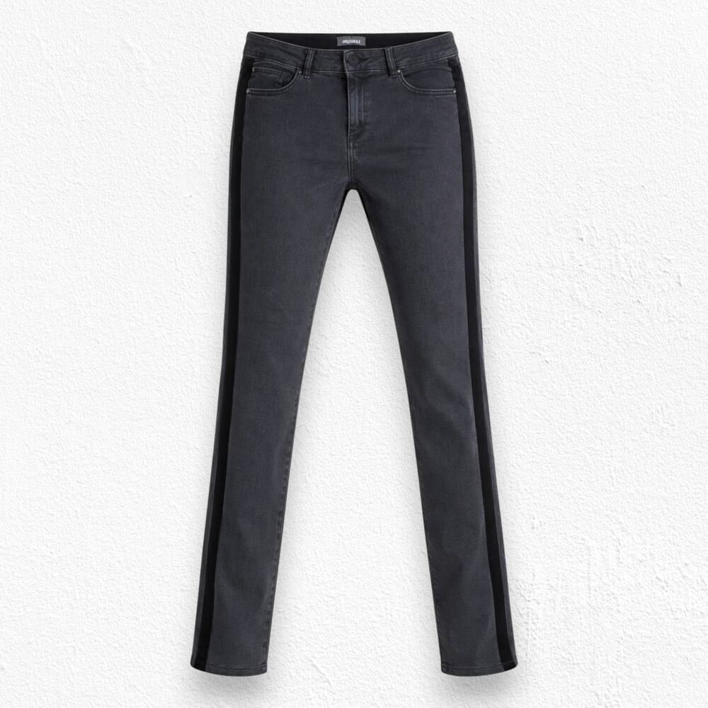 DL1961 Margaux Gray Black Tuxedo Stripe Mid Rise Ankle Skinny Jeans Size 27